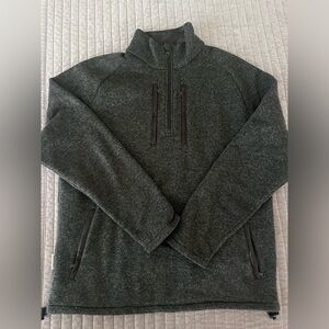 Olive Green Pullover w/ Leather Details